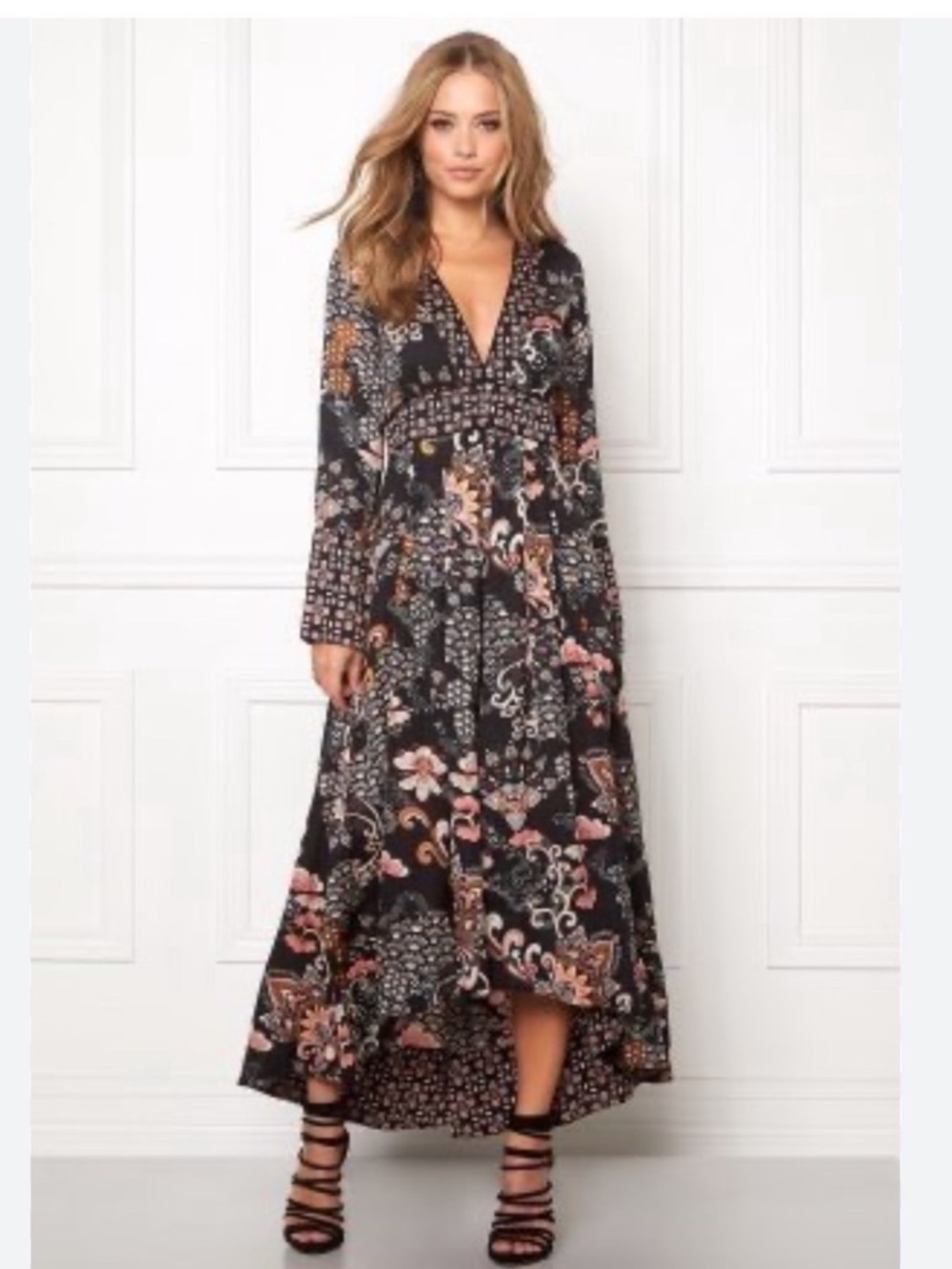 Odd Molly Intuition Floral Print Maxi Boho Long Sleeve Dress